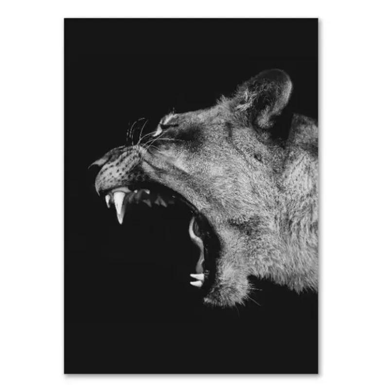 Animal Family Poster Lion Family Print Black and White Canvas Wall Art Modern Painting Picture Decor for Bedroom Wall Art Gift