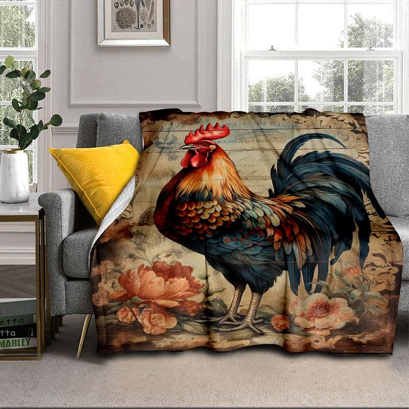 Hahn Im Vintage-Garten Decke Flanelldecke Überwurfdecke Sofabezug Decke Weiche Premium-Decke Picknickdecke Fernsehendecke Geschenke