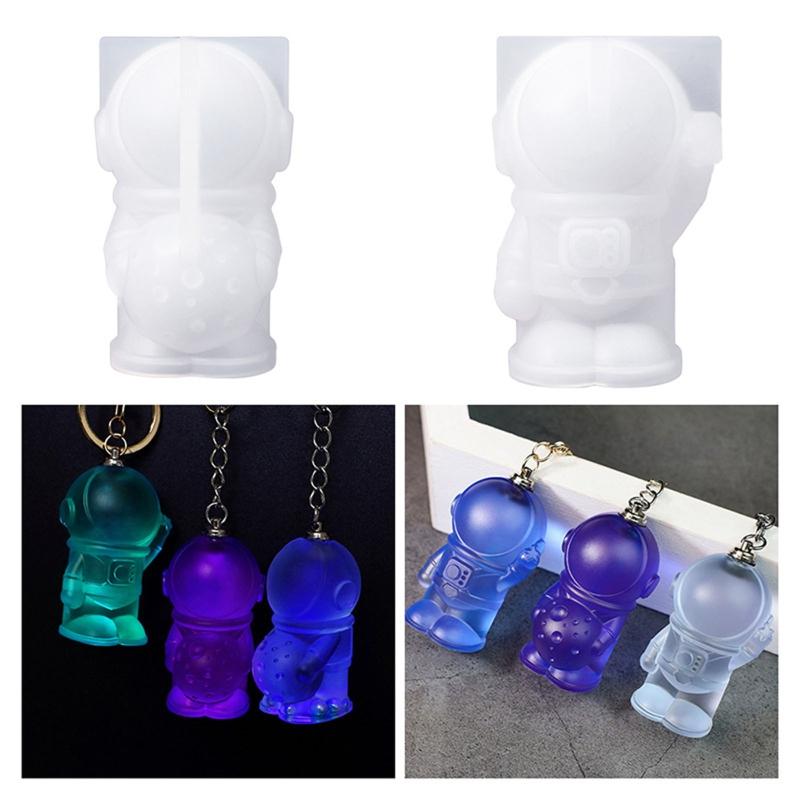 Astronaut Shaped Keychain Casting Silicone Mold Astronaut Molds Keychain Molds For Epoxy Resin With Hole