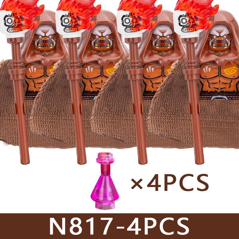 Medieval Castle Soldier Figures Building Blocks Knight Orc Warrior Dragon Wolf Animals Battle Flags Accessories Bricks Toys Boys