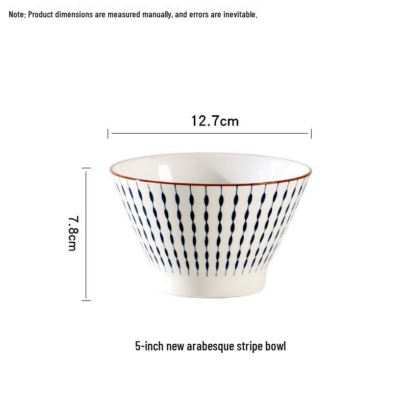 Set of 8 Japanese-Style 5-Inch Ceramic Rice Bowls for 2025, High-Footed Conical Hat Design for Home Use.