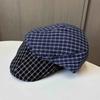 Wearable in All Seasons Artistic Casual College-Style Plaid Forward Cap for Women Cute Artist Hat Reverse-Wear Forward Cap