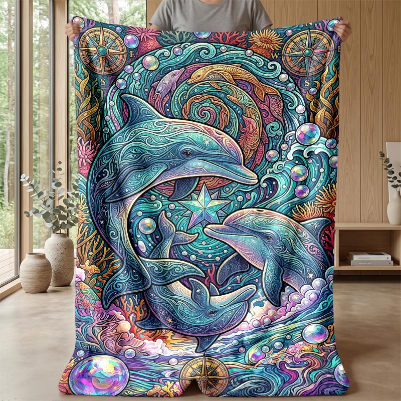 Oceanic Whales and Seals 1 Theme blanket Lightweight Warm Flannel Blanket Decorative Throw Blanket for Home Decoration