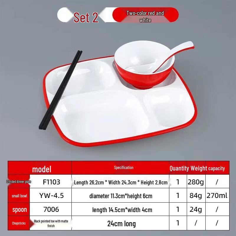 HANDUNYOU Commercial Melamine Divided Dinner Plate