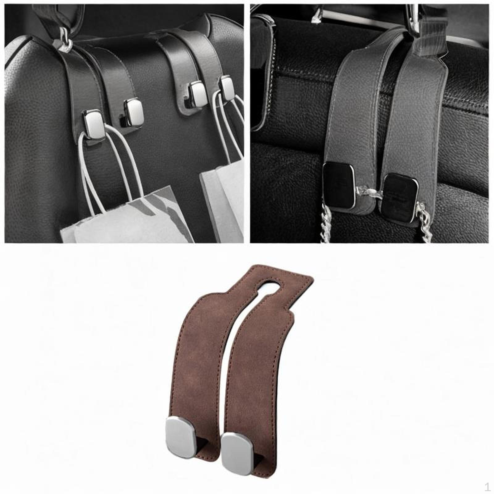 

Car Headrest Hooks Leather Seat Back Storage Hook Purse Hanger for Bags коричневый