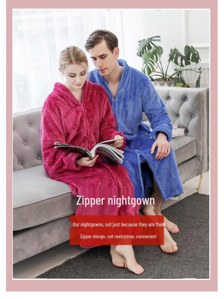 Flanell-Bademantel für Paare: Verdicktes, Überlanges, Übergrößen-Nachthemd für Männer und Frauen