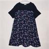 Export Original Order Leftover Stock Tencel Rayon Printed Stitching Short Sleeves Dress Female Loose Plus Size Mid Length Long Length Tops Summer