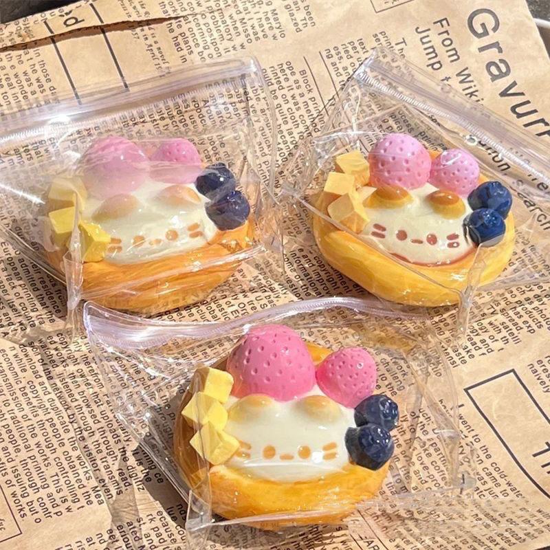 Red Apple Strawberry Egg Tart Strawberry Cream Bar Stress Relief Toy Sensory Toy For Kids Adults Anxiety Relaxation