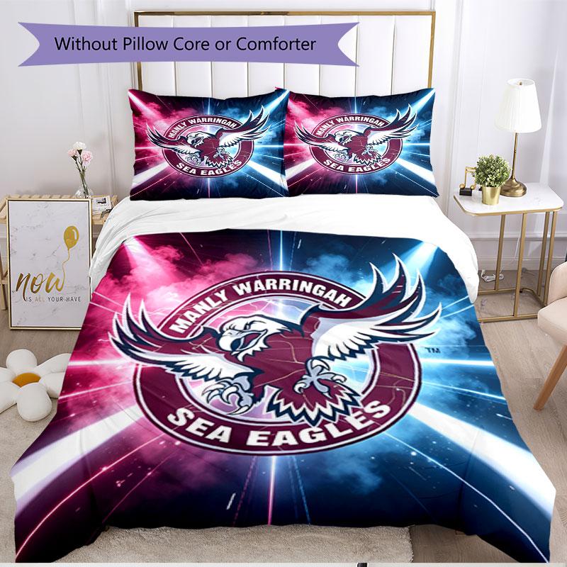 3pcs Duvet Cover Set (1*Duvet Cover + 2*Pillowcase, Without Core), Manly Warringah Sea Eagles Print Soft All‑Season Bedding Set, Home Bedroom Decor Gi