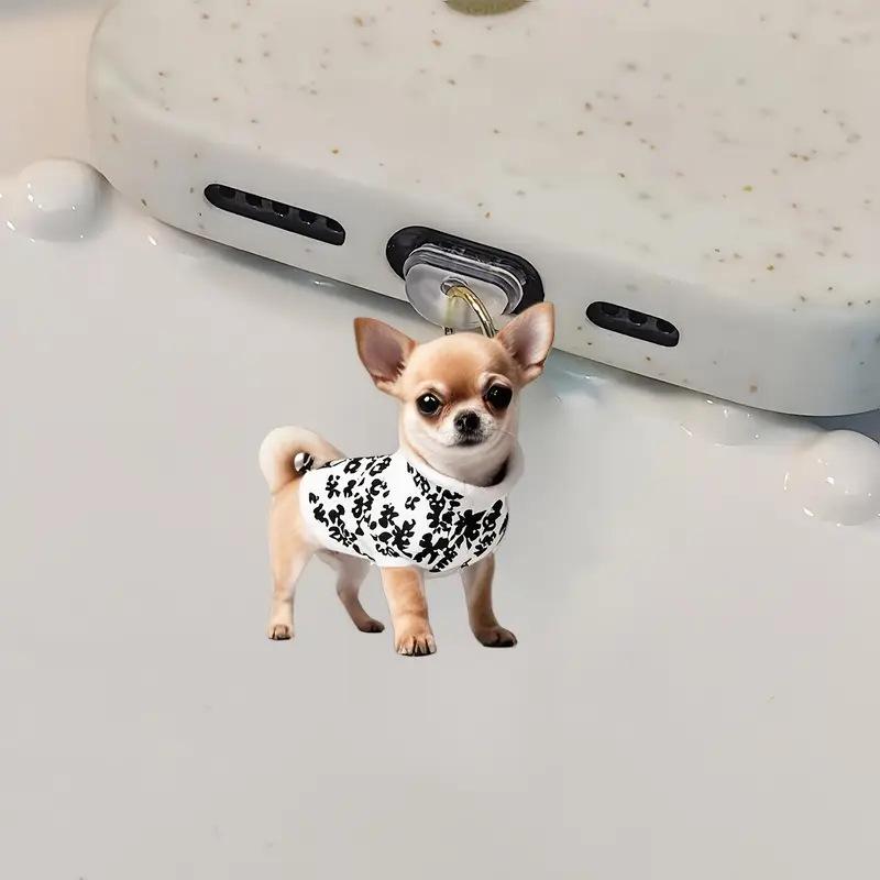 1/3 Stück Niedlicher Chihuahua Acryl Handy Staubschutzanhänger für iPhone, Samsung und Xiaomi