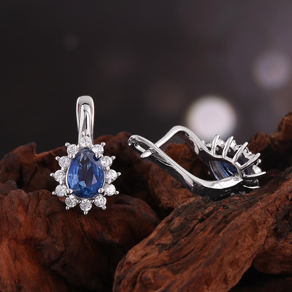 Simple design 925 sterling silver earrings 3.52ct natural kyanite pear 6*8mm gesmtones fine jewelry for women Banquet Party wear