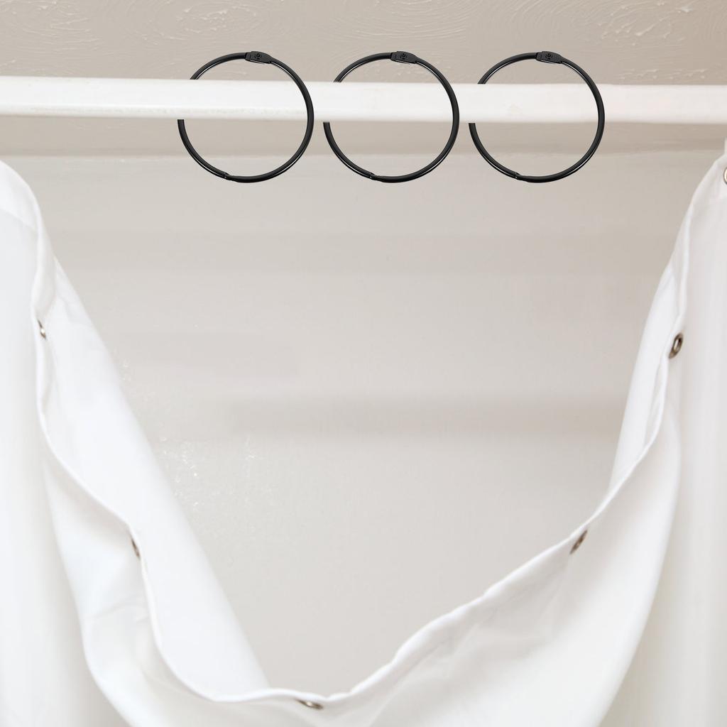 24 Pcs High Grade Iron Shower Curtain Rings Black Decorative Hooks Clips Curtain Rod Buckle Rings Household Accessories