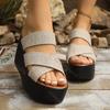 Comemore Wedge High Heel Sandals for Women Summer Cross Strap Platform Slipper Woman Casual Thick Bottom Beach Sandalias