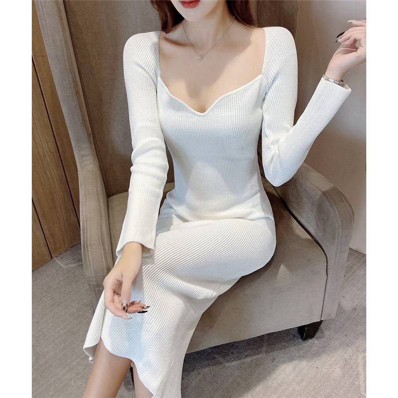 Senza spalline a coste Midi Maglione Vestito Donna Maglia Bodycon Inverno  Manica Lunga – acquistare a basso prezzo nel negozio online Joom