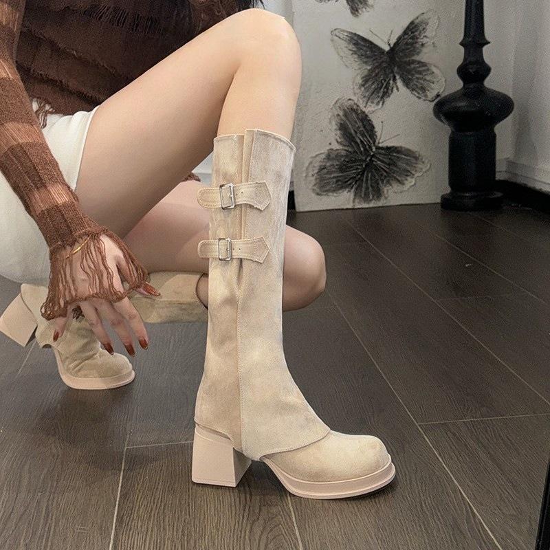 Nackte High Heels Stiefel für Damen Herbst und Winter lange Stiefel neue beliebte High Top abnehmbare zwei Tragevarianten kurze Stiefel