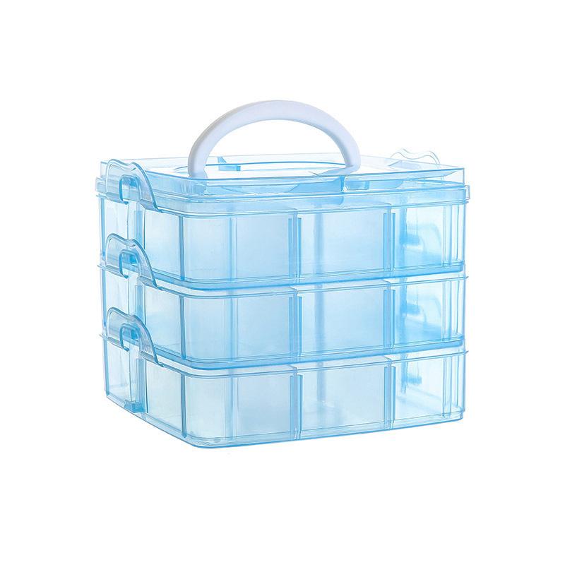 3 Tier 16-Grid Transparent Adjustable Stackable Compartment Slot Plastic Storage Box For Organizing Toys Jewelry Accessories