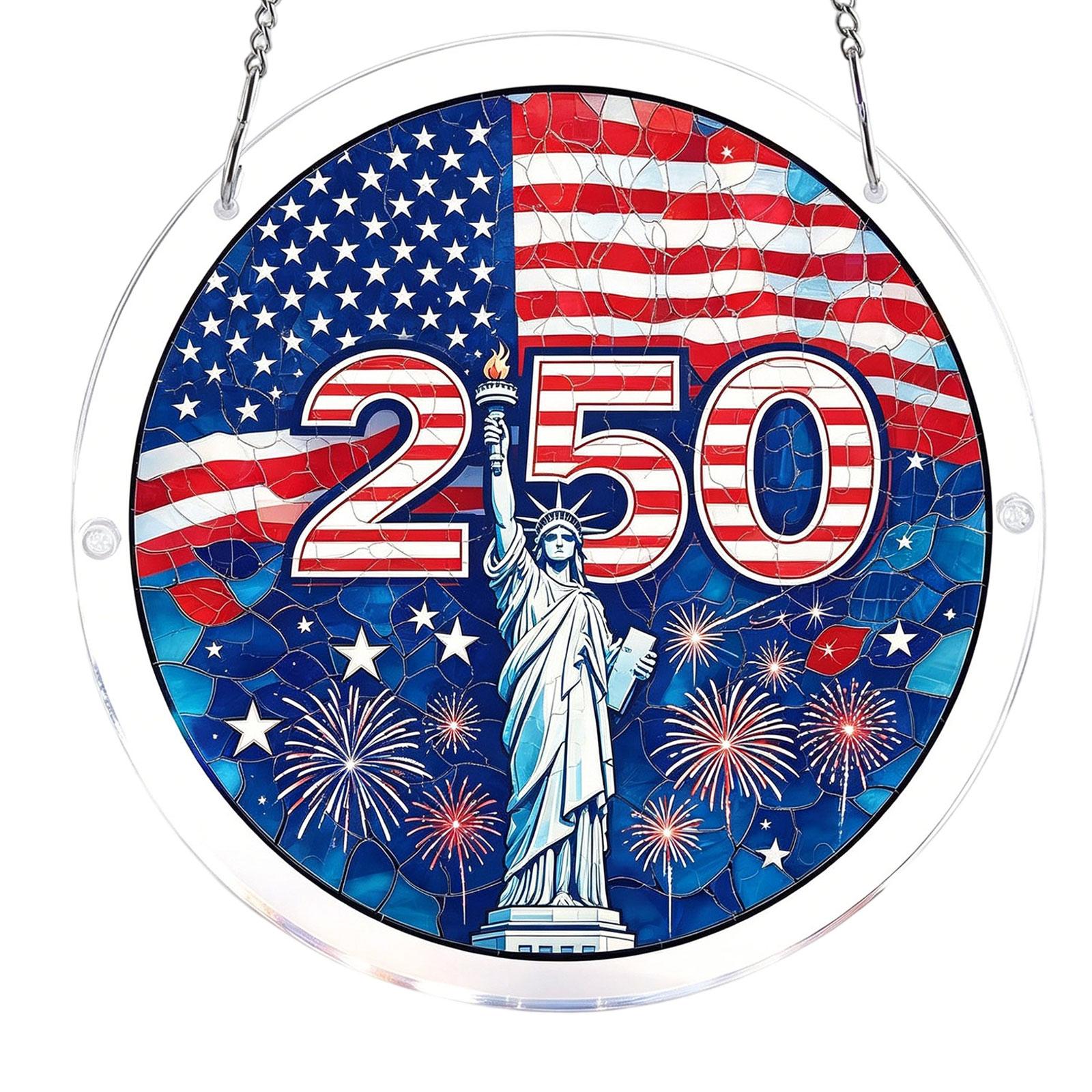 

Acrylic 83 Piece Puzzle Hanging Ornament Featuring Statue of Liberty Fireworks and Number 250 Design with Chain for Display Decoration One Size