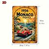 Vintage Monaco Grand Prix Metal Poster Car Boat Art Garage Decor