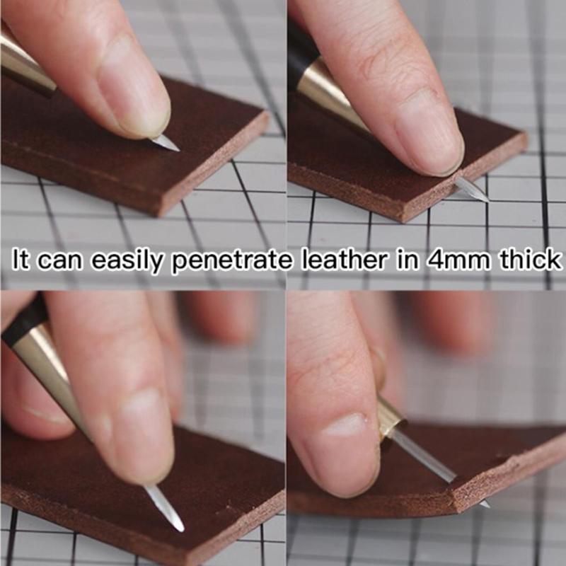 1Pc Leather Stitching Awl Diamond Shape Ebony Blackwood & Brass Craft Tool