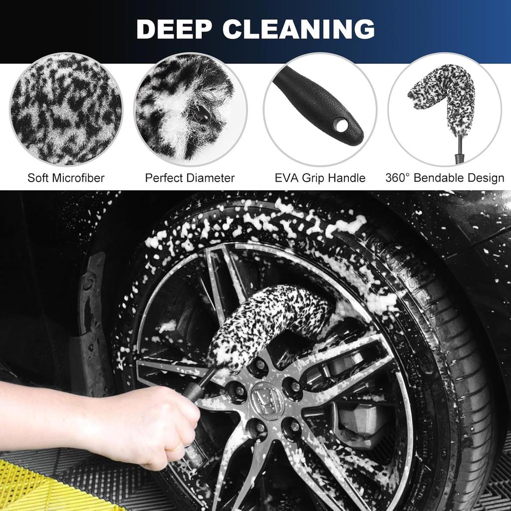 Car Wheel & Tire Brush Set, Wheel Cleaner Brush, Soft & Stiff Bristle Cleaning Brush, Wheel Brushes For Cleaning Wheels, Rim Brush For Car Body