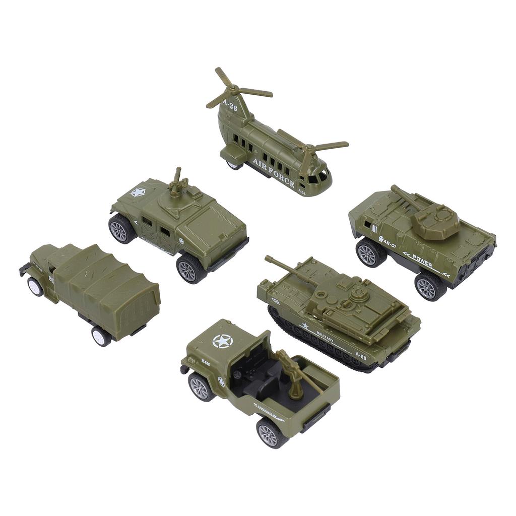 1:64 Scale Pull Back Military Vehicles Model Tank Truck Vehicle Models Children Car Toys6pcs / Set
