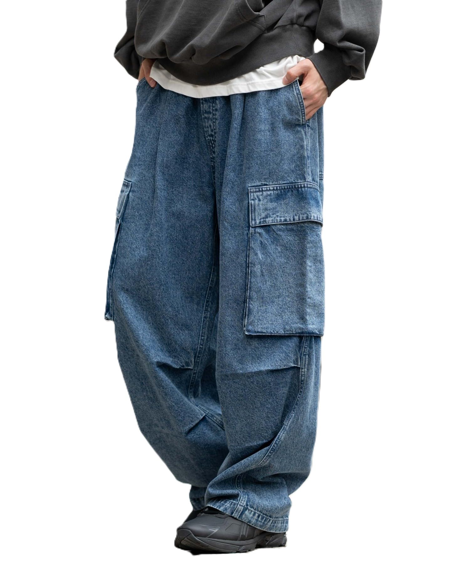 WEGO Denim Easy Cargo Size Lightly Denim Men s Pants, S,
