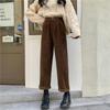 Vintage Cordhose Hohe Taille Frühling Gerade Hose Kausale Taschen Alle passenden weiblichen koreanischen Hosen