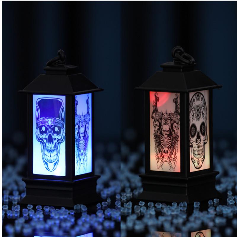 Halloween Glow Skull & Pumpkin Oil Lamp Decoration