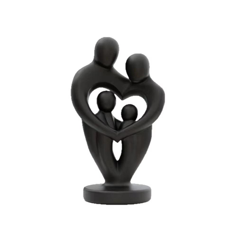 Heart Shape Family Love Figurine Modern Heart Shape Statue New Abstract Sculpture чёрный