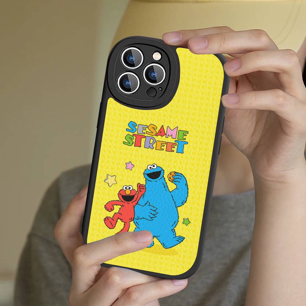 

Sesame Street Cartoon Phone Case Leather For IPhone 16 15 14 13 12 11 Pro Max Plus Matte Cover iphone 13