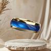 8MM  Sapphire Stainless Steel Ring Women Men Engagement Wedding Band Jewelry Gold Color Personality Steel Ring for Gift