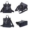 Johnature Fashion Backpack Women Soft Leather Large Capacity Travel Bag Versatile Solid Color Casual Student Schoolbag