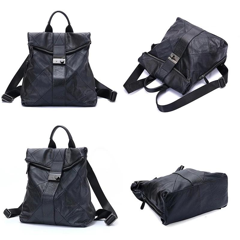 Johnature Fashion Backpack Women Soft Leather Large Capacity Travel Bag Versatile Solid Color Casual Student Schoolbag