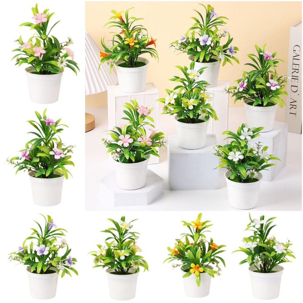 Plastic Morning Glory Artificial Potted Plants Multicolor Faux Bonsai  Home Decoration