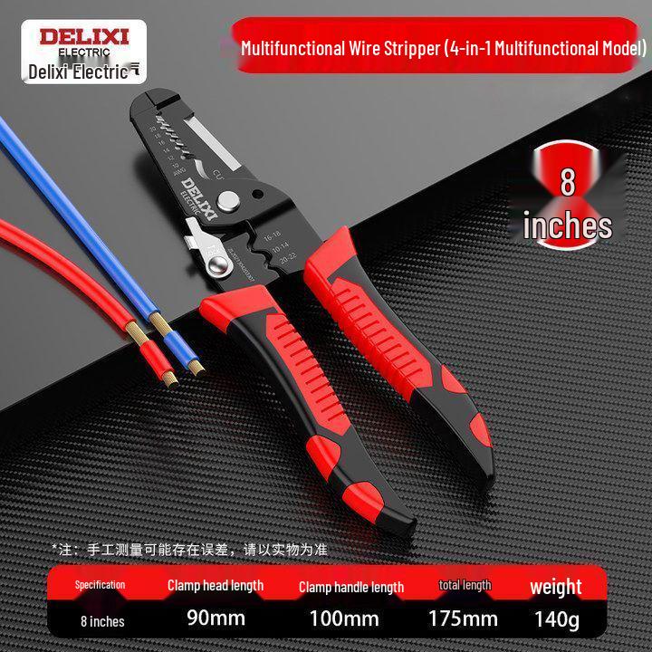 Multi-Function Electrician Tool: Wire Stripper, Crimping Pliers, & Cutter.