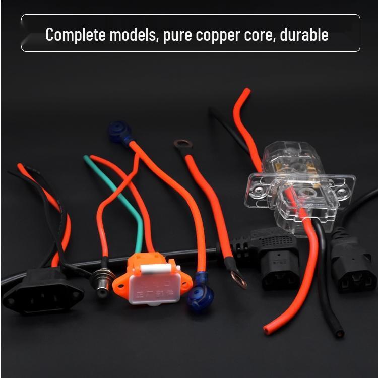Electric Tricycle Battery Charger Socket with T-Type Cover, 3-Hole Plug, & 4-Square Bending Head Wire
