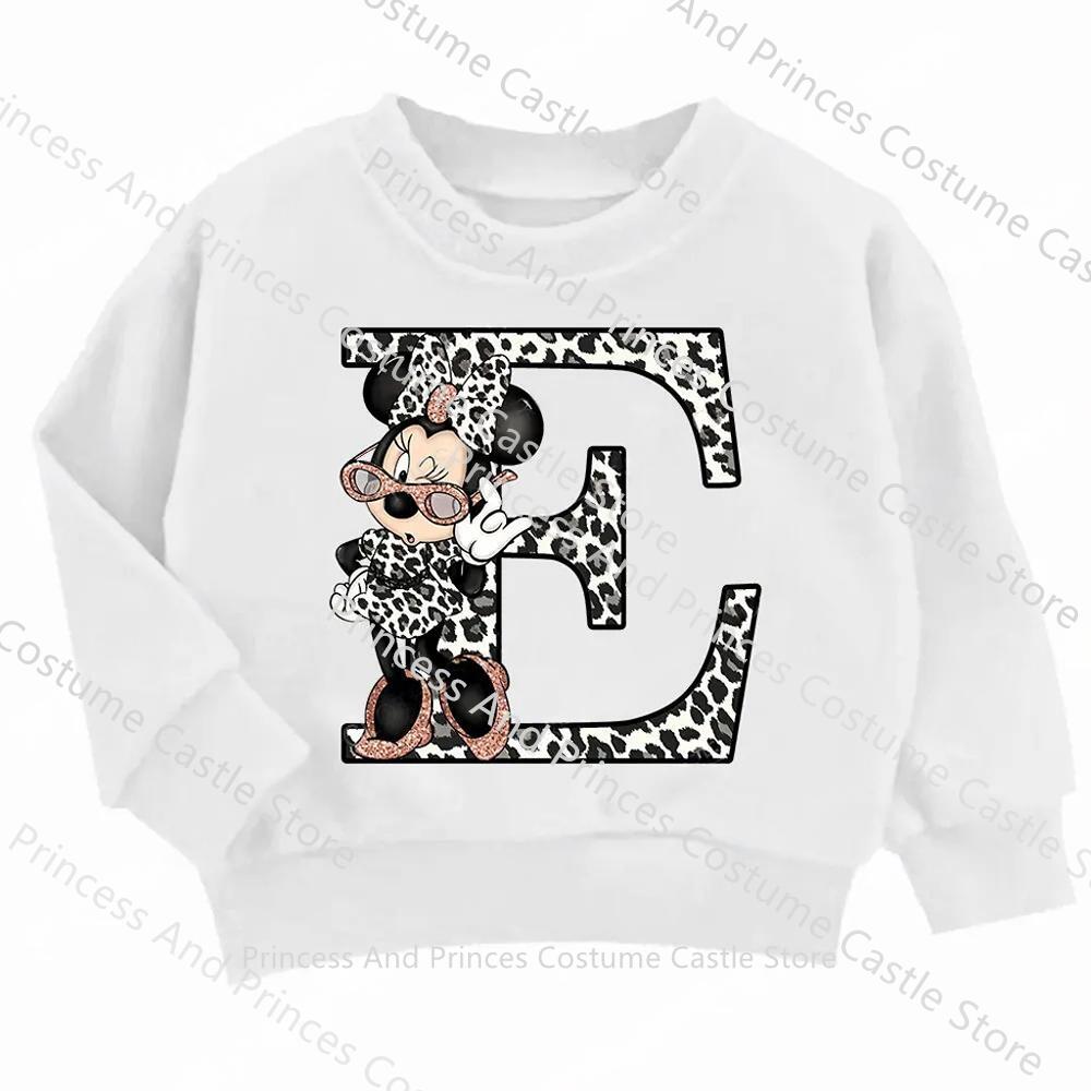 Children MINISO Minnie Hoodie Letter A B C D Kid Casual Clothes O-neck Pullover Little Baby Kawaii Cartoons Boy Girl Sweatshirts