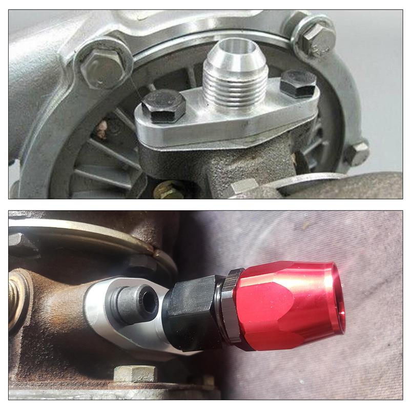 Turbo Oil Drain Flange AN10 Bolt Distance 38mm Fits MHI TD02~TD06 / IHI RHF4 RHB4 RHB5 KKK K03 K04 Bolts Silver