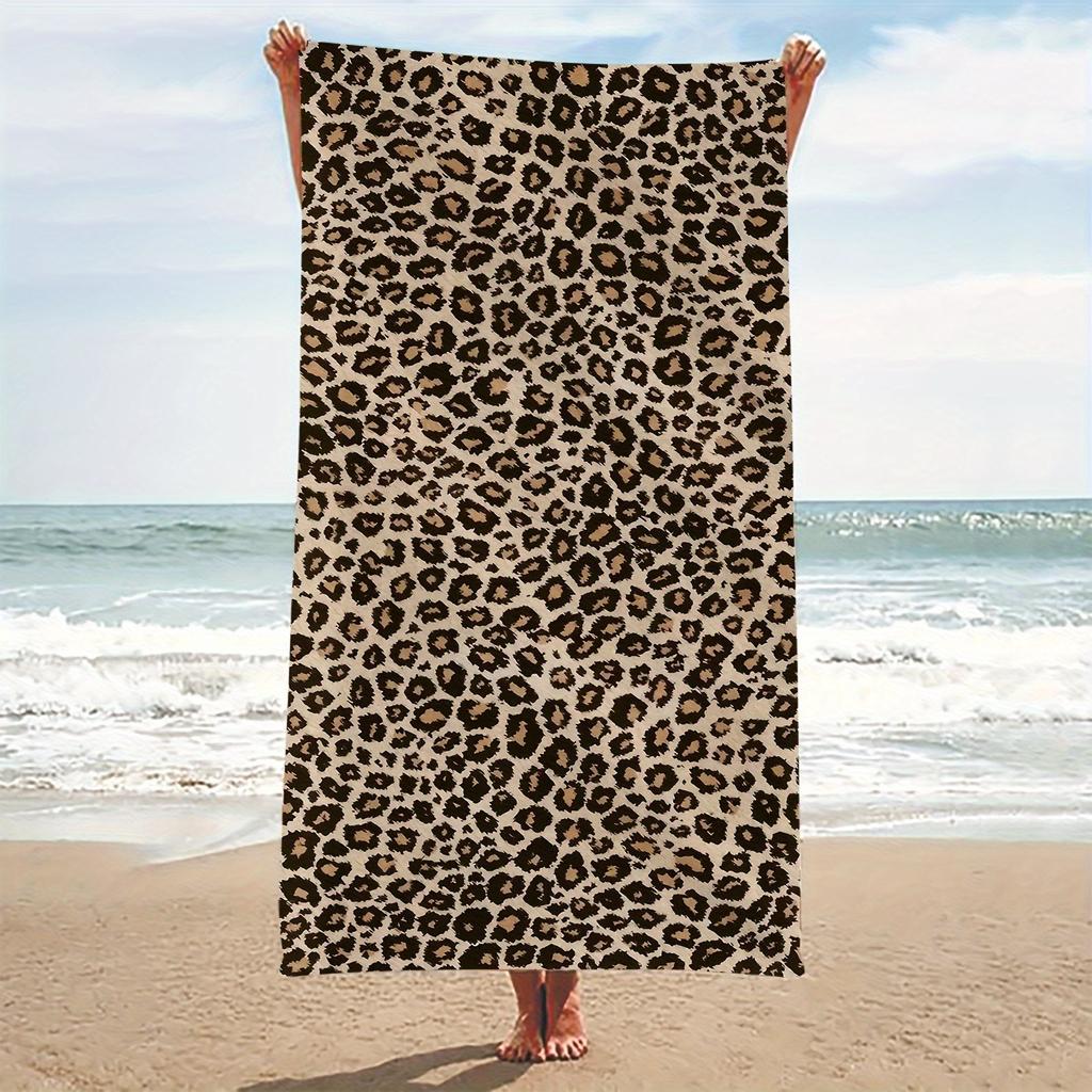 Brown Beige Leopard Pattern Beach Towel 2D Flat Print Fashionable Home Decor Summer Outdoor Bath Towel Practical Cozy Stylish