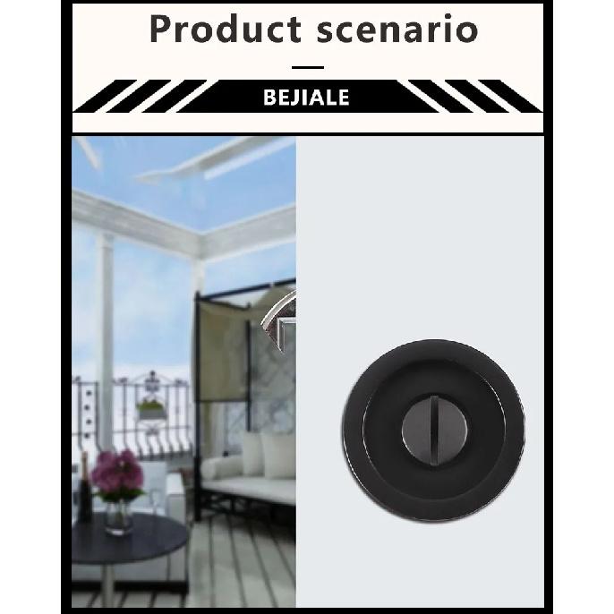 Round Black Sliding Door Sliding Door Lock Bathroom Kitchen Keyless Sliding Door Embedded Hidden Hook Lock Invisible Lock
