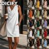 Rochii Casual Femei DICFY Modă Vară Primăvară Culoare Solidă Imprimeu Decolteu în V Fără Mâneci