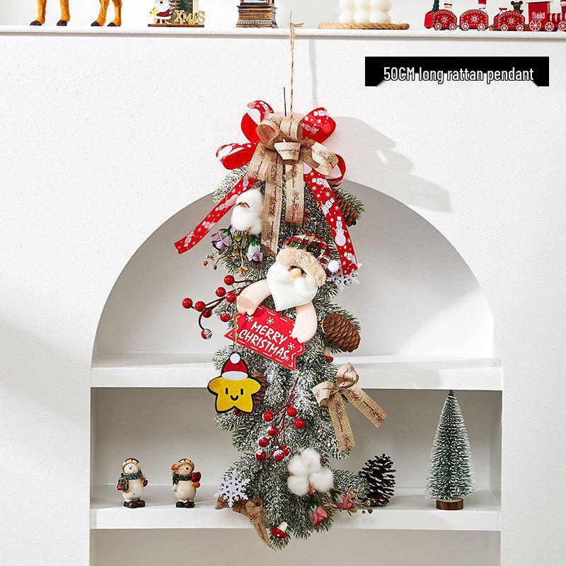 Rattan Christmas Wreath Hanging Ornament for Door & Wall Decoration