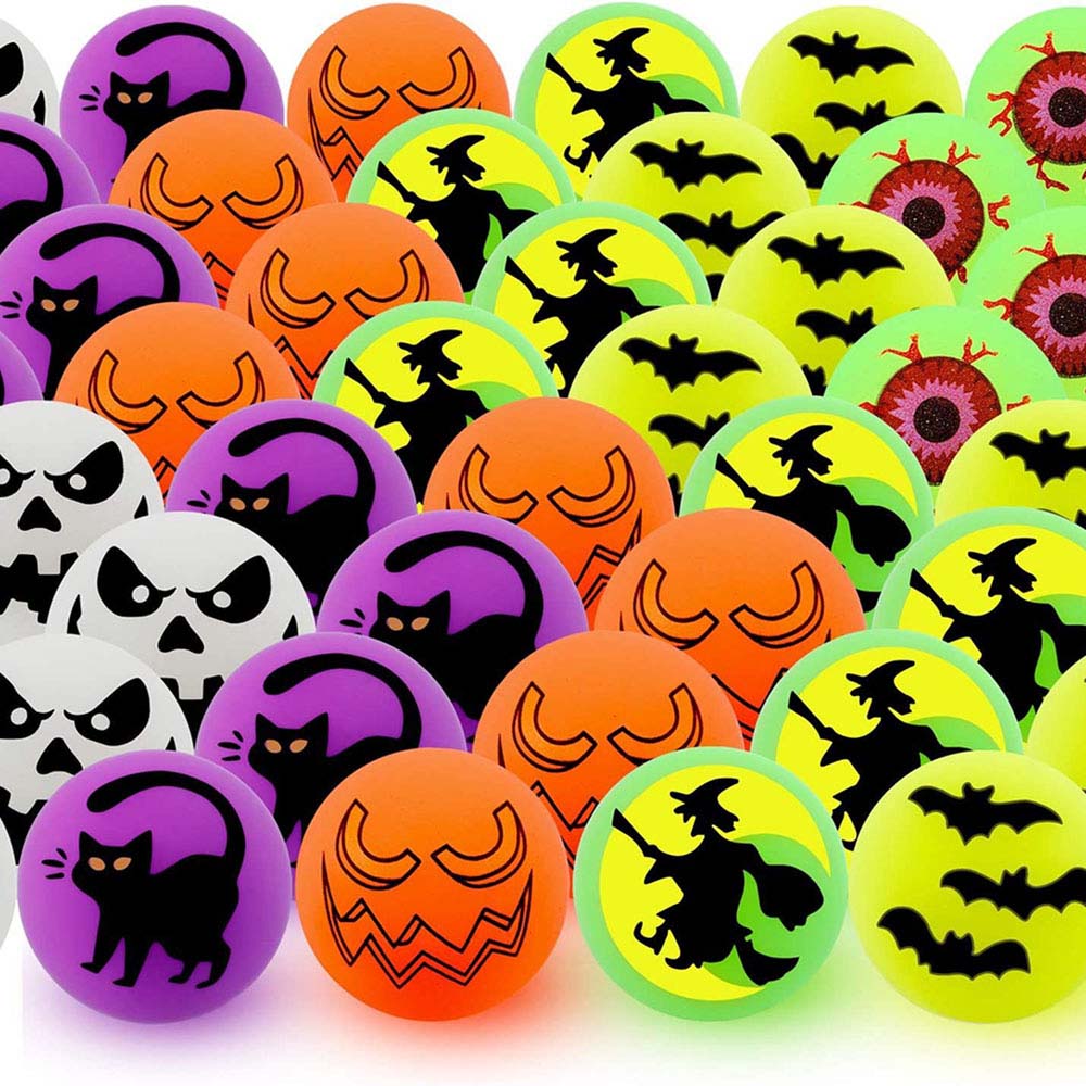Halloween Glow In The Dark Bouncing Balls Luminous Rubber Party Favors Trick Or Treat Supplies For Kids