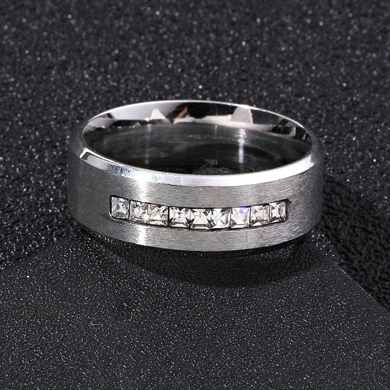 1Pc Fashion Niche Beveled Complex Engraved Synthetic Zircon Ring