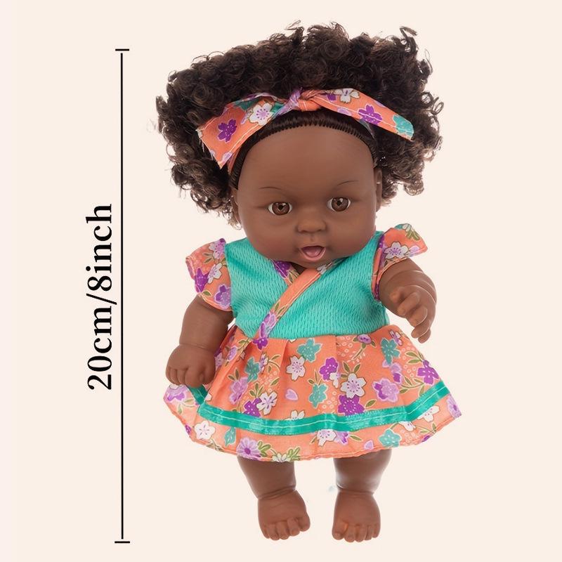 

8-дюймовая плюшевая кукла африканского черного младенца - милая игрушка для комфорта для детей оранжевый