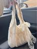 Korean Lace Flower Canvas Tote Bag - Women's Large Capacity Shoulder Bag for Commuting