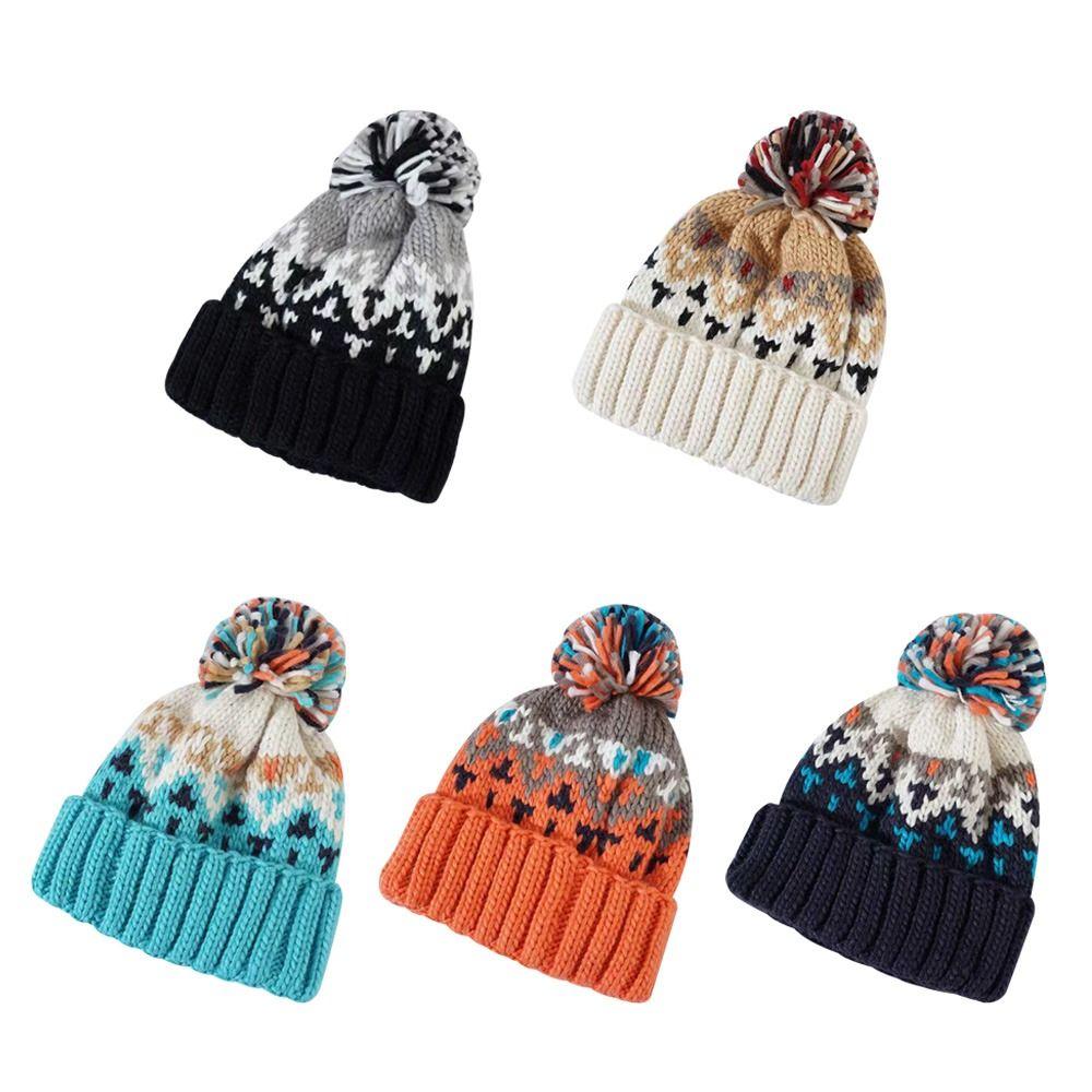 Thickened Winter Hat Warm Beanie Hats Fashion Pompoms Hat  Women