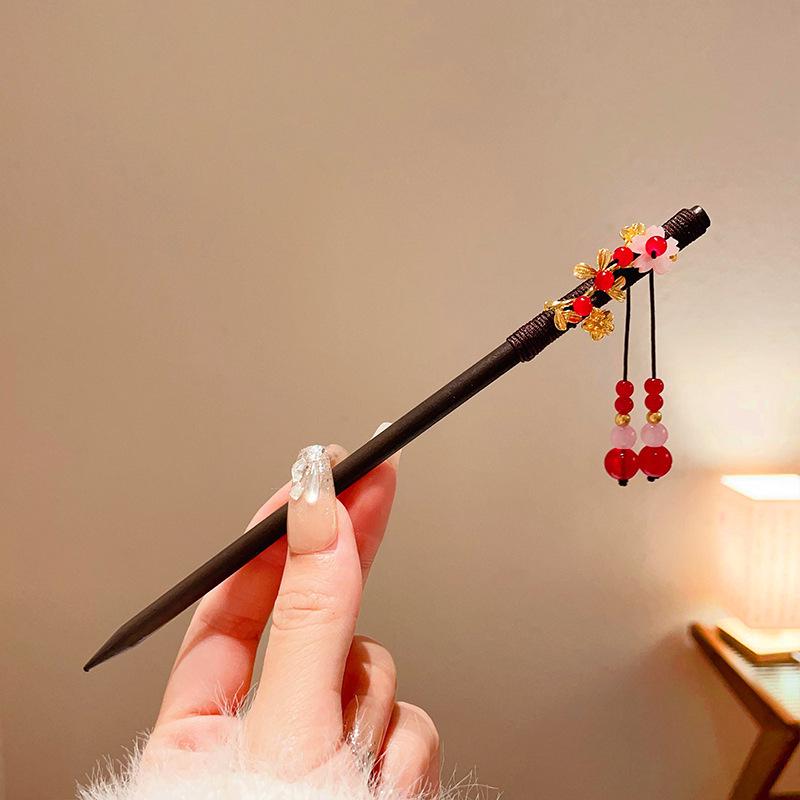 Traditional Sandalwood Hairpin for Chinese Cheongsam & Hanfu Updo