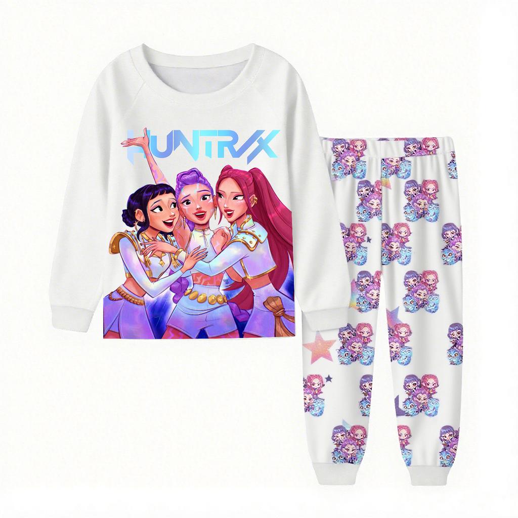 Children's Fashion Suit Skirt Round Neck Long Sleeve Top Pants