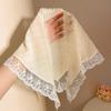 2026 Pastoral Style Lace Triangle Scarf Headband - Sweet Temperament Retro Plaid Ribbon Accessory.